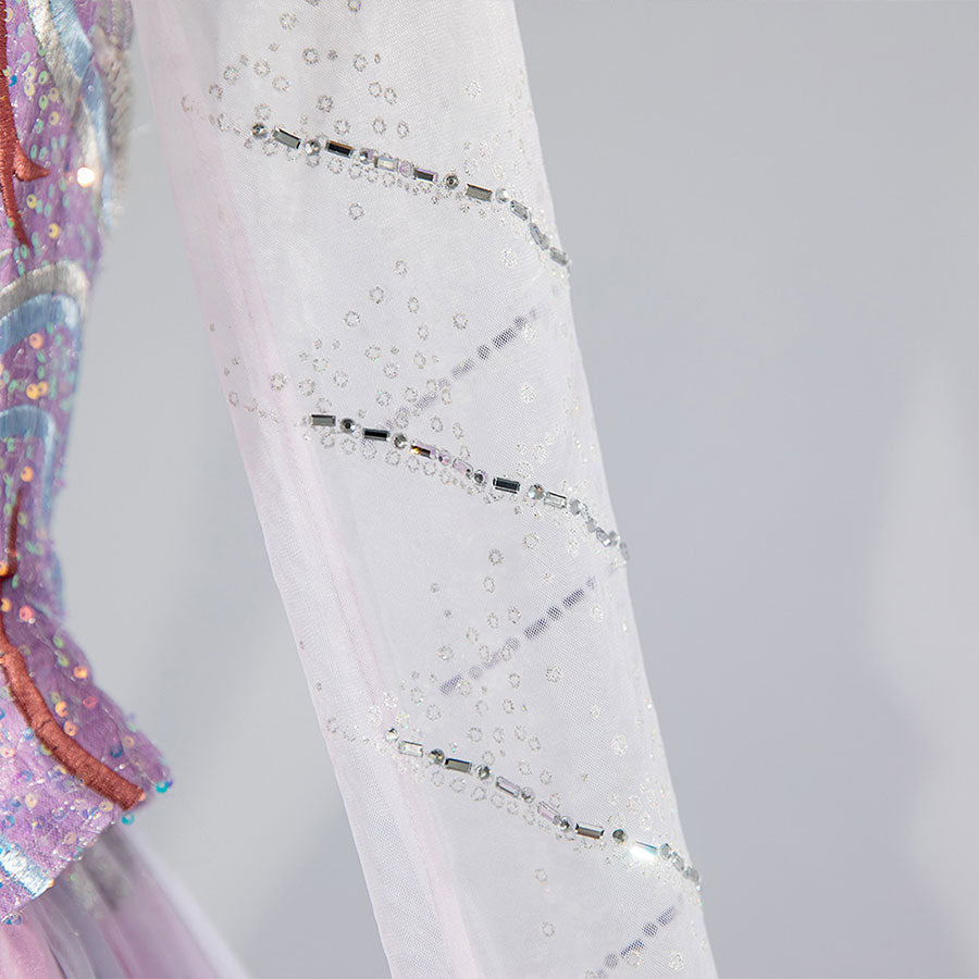 Halloween Glinda Cosplay Costume Blue and Purple Embroidered Dress N09790