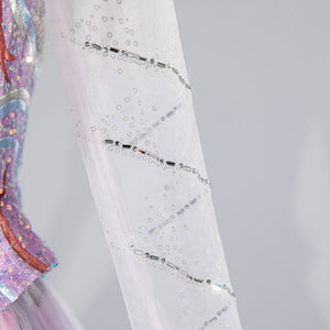 Halloween Glinda Cosplay Costume Blue and Purple Embroidered Dress N09790