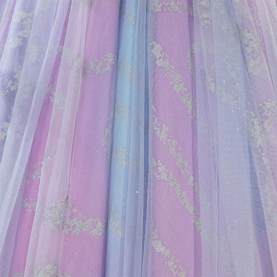 Halloween Glinda Cosplay Costume Blue and Purple Embroidered Dress N09790