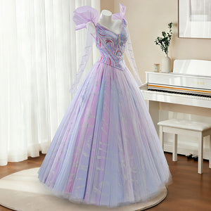 Halloween Glinda Cosplay Costume Blue and Purple Embroidered Dress N09790