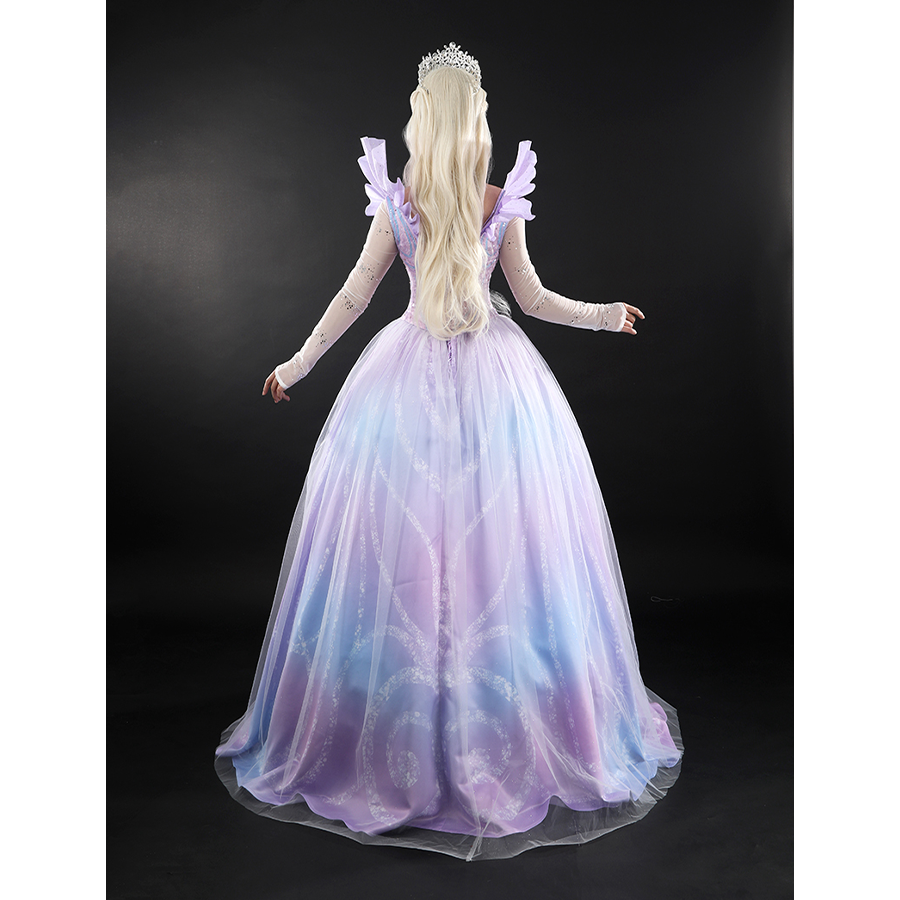 Glinda Cosplay Costume Premium Version, showcasing a large skirt design.