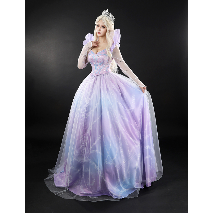 Glinda Cosplay Costume Premium Version, showcasing a large skirt design.