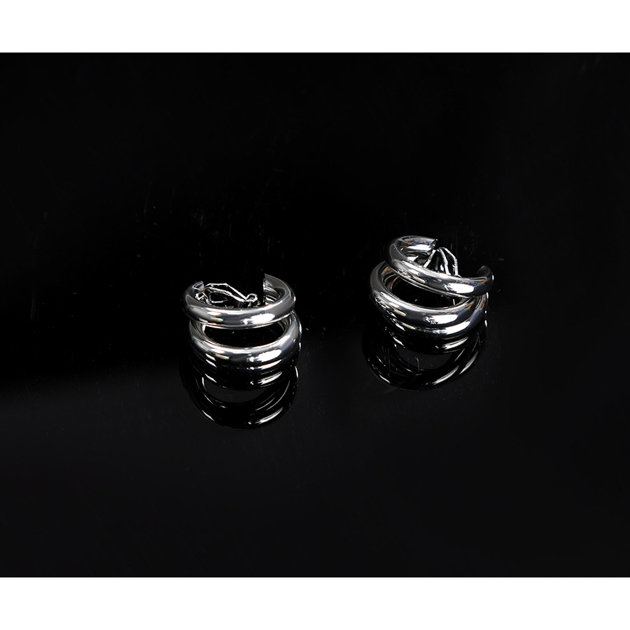 Glinda Cosplay Costume Premium Version, silver metallic double hoop earrings.