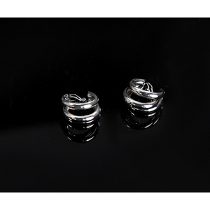 Glinda Cosplay Costume Premium Version, silver metallic double hoop earrings.