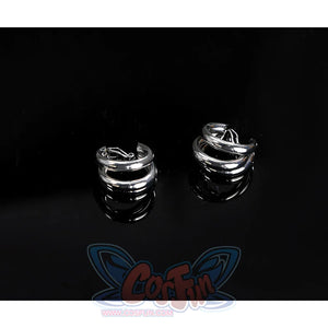 Glinda Cosplay Costume Premium Version, silver metallic double hoop earrings.