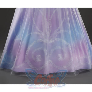 Glinda Cosplay Costume Premium Version, the skirt is double-layered, outer layer is mesh and inner layer featuring a gradient and printed design.