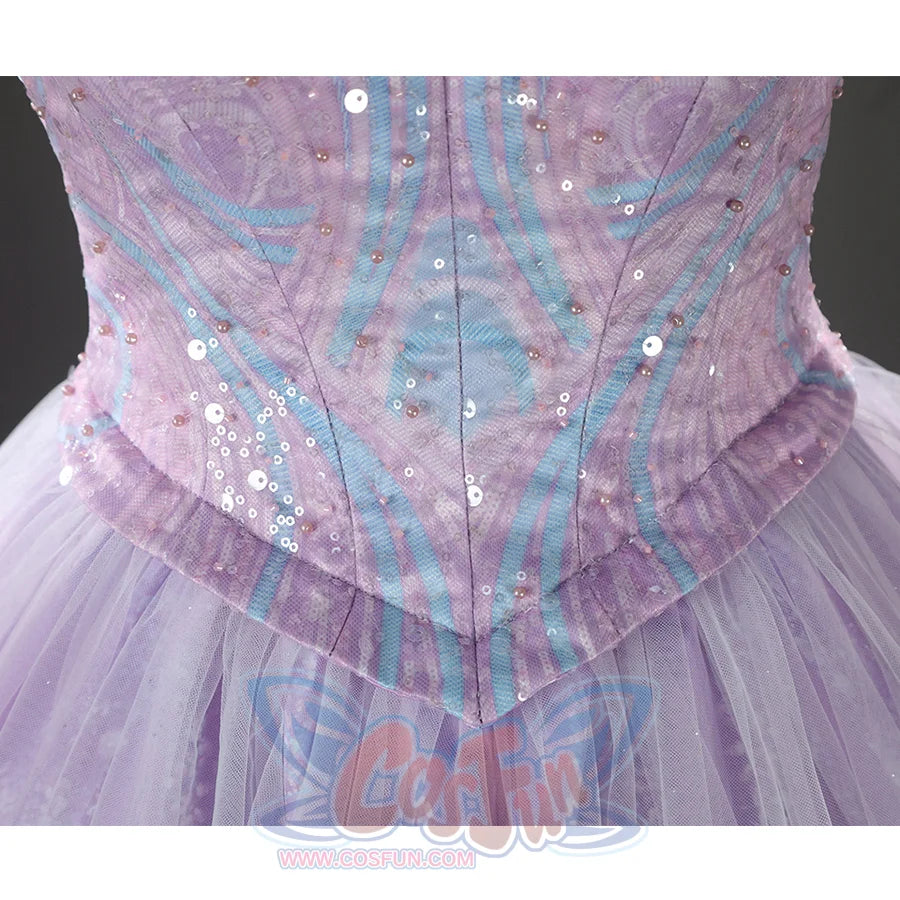 Glinda Cosplay Costume Premium Version, the waist profile showcases a cinched waist design.