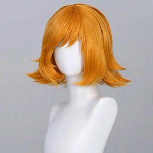 Full view of Squirrel Girl cosplay wig, golden color, front angle