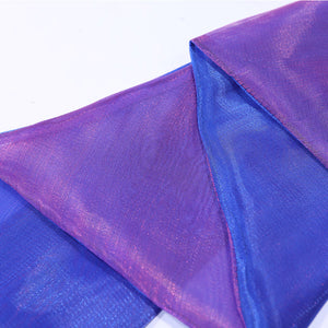 Guinevere punk costume shimmering layered side sash in color-block tones.