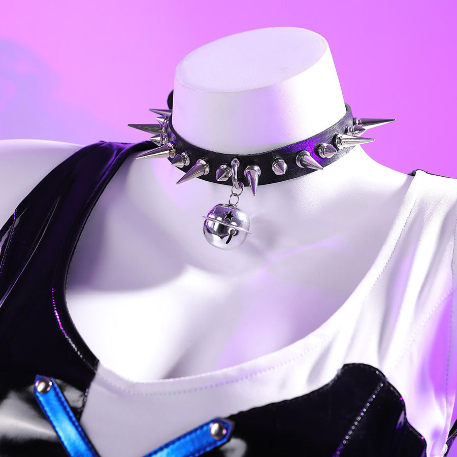 Guinevere punk costume studded choker accessory.