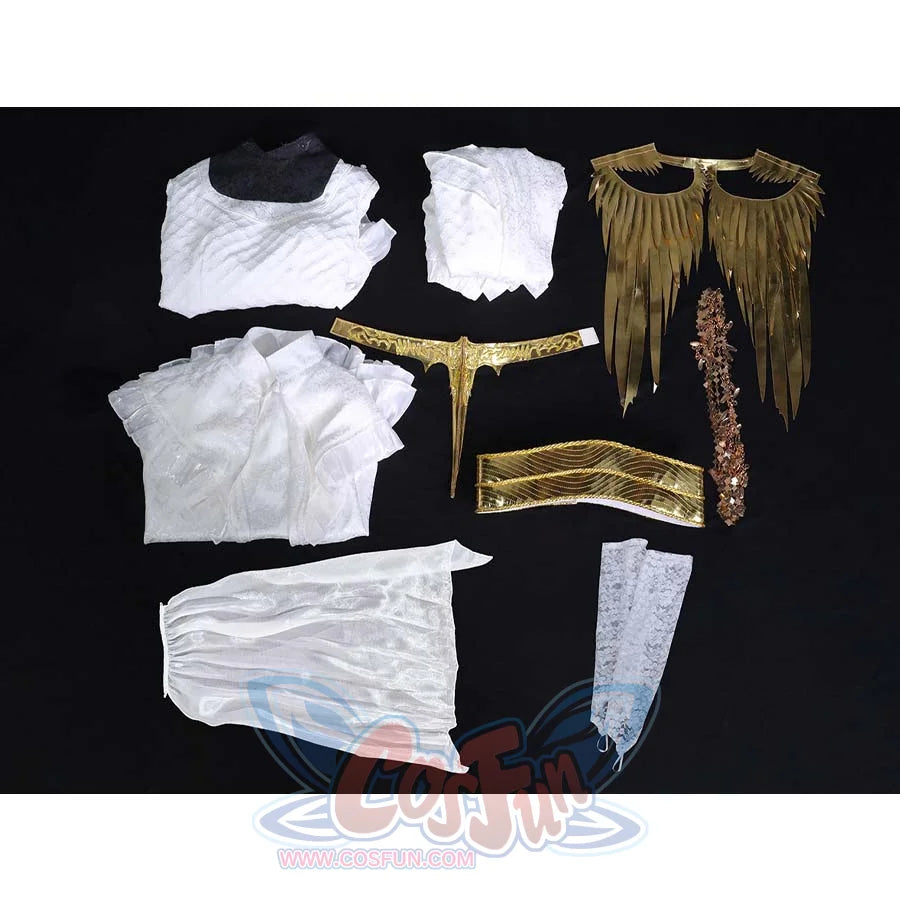 Dark Souls III Gwyndolin Cosplay Costume Includes top, skirt, wings, cloak, necklace, belt, decorative chain veil, sleeves