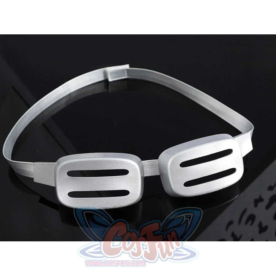 Gyro Zeppeli cosplay goggles prop displayed on dark surface showing dual-lens detail