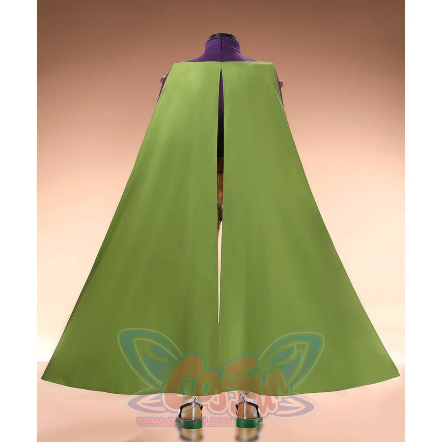 Gyro Zeppeli cosplay green cape back view showing full length and shoulder details