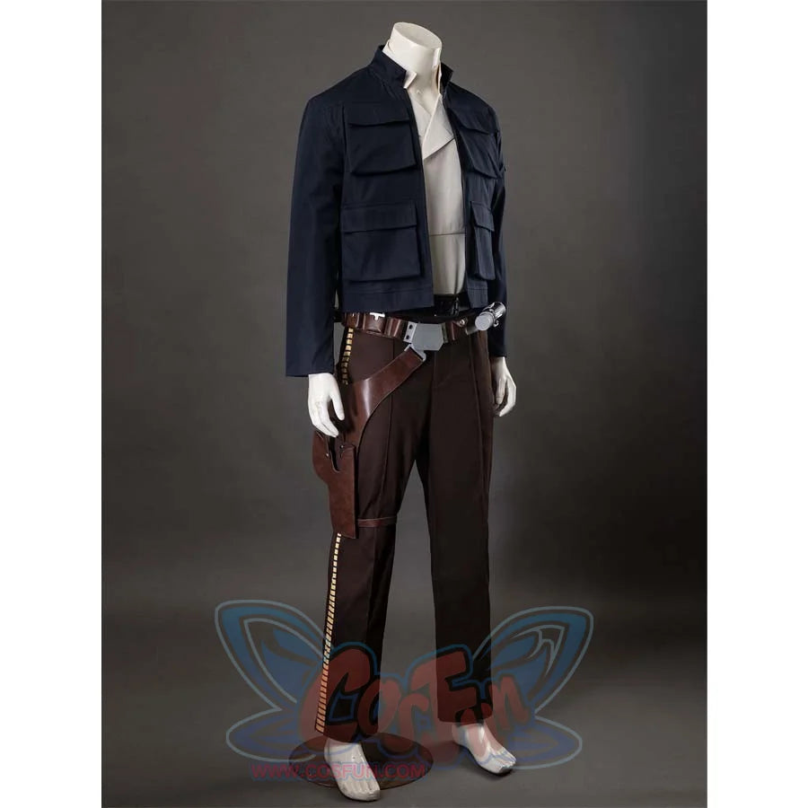 Side view with the jacket partially open, revealing more of the beige inner shirt. Shows the detailed design of the jacket and belt.