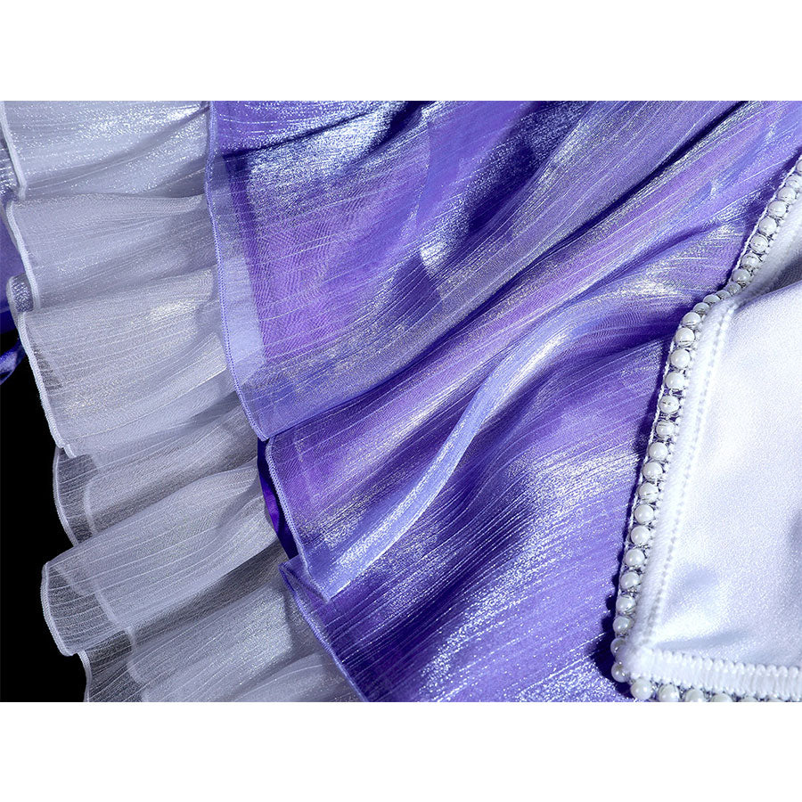 Emily cosplay dress, hem and fabric detail – Close-up of skirt bottom and fabric finish.