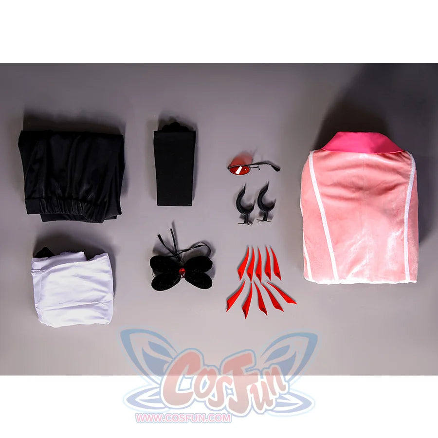Complete Alastor cosplay costume set laid flat