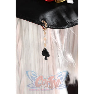 Sparkle cosplay hat pendant with golden chain and black spade playing card charm detail