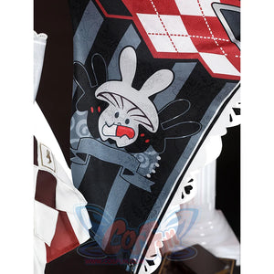 Sparkle cosplay sleeve pattern with white rabbit print, checkered design, and striped accents