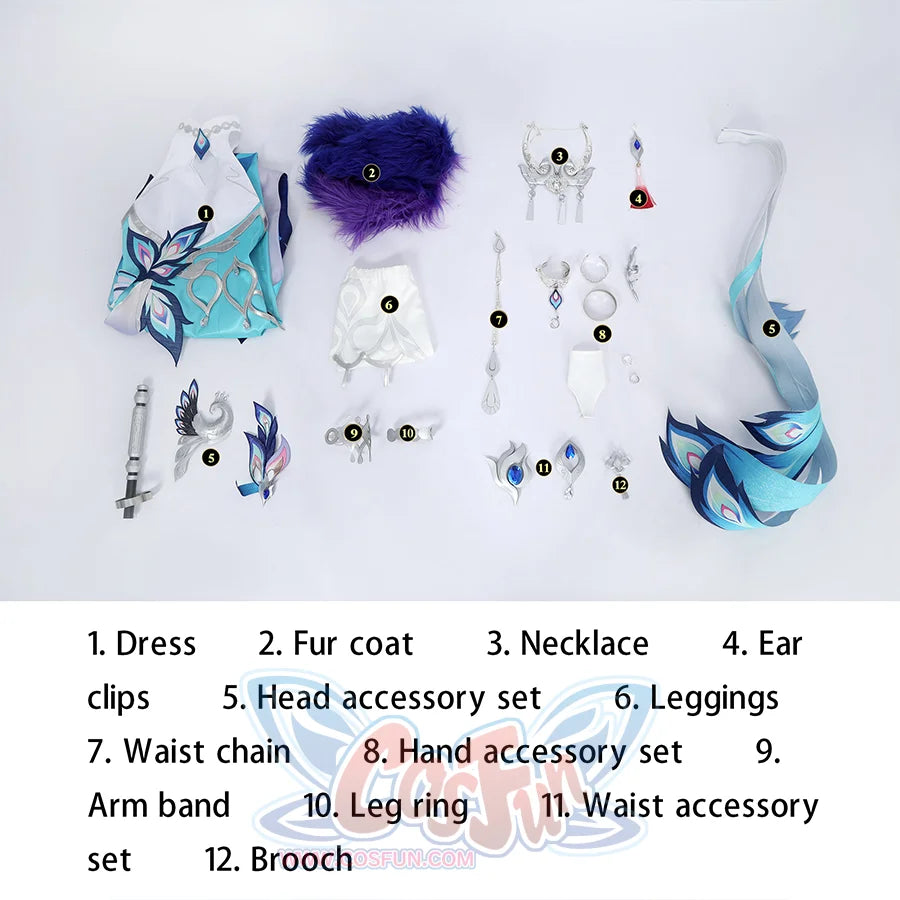 Complete Yao Guang cosplay costume set laid flat