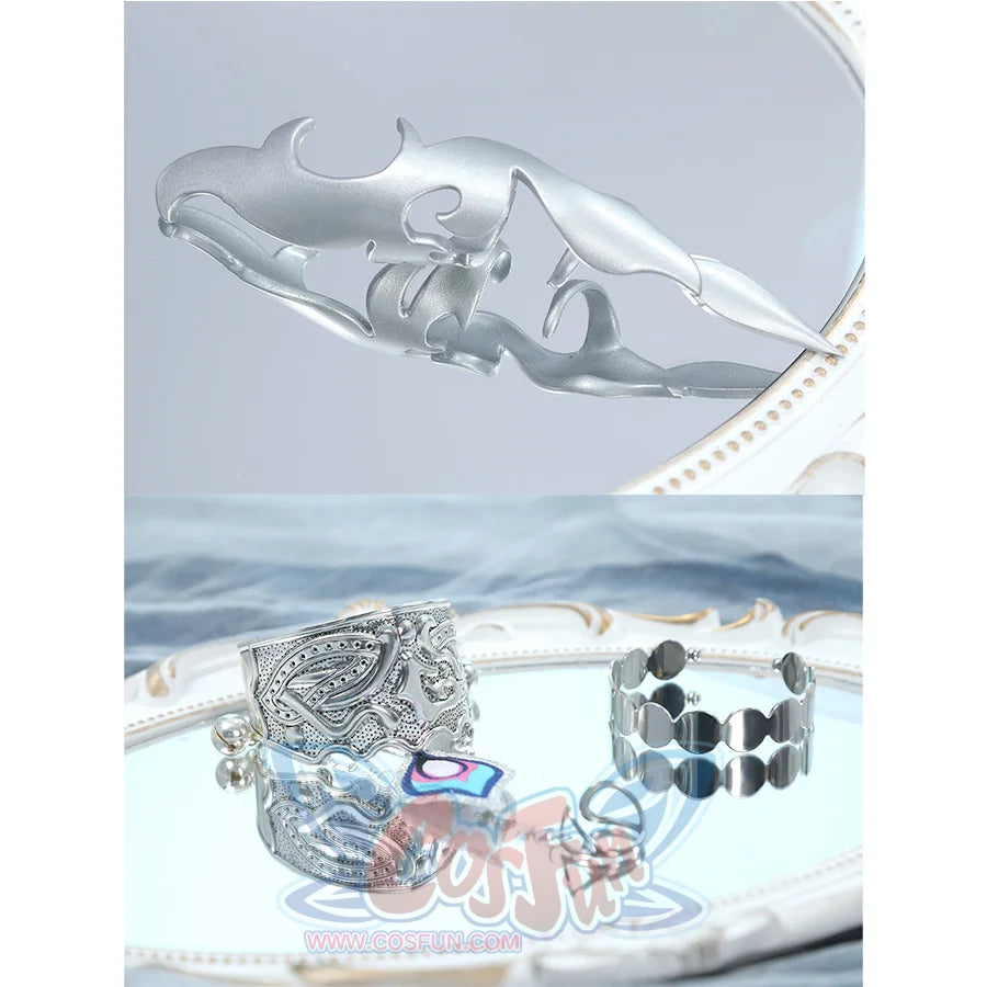 Yao Guang cosplay arm band and bracelet set with silver ornamental design and decorative elements