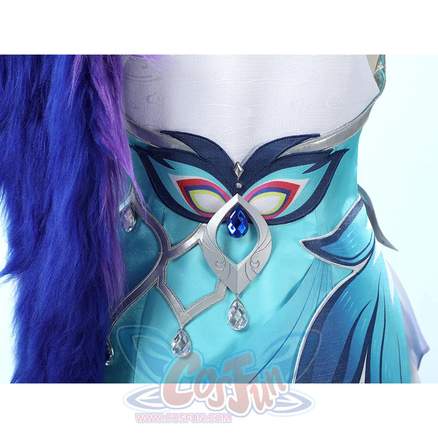 Yao Guang cosplay back waist accessory with butterfly wings design, blue gemstone, and silver details