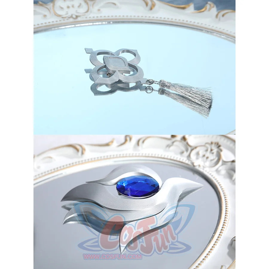 Yao Guang cosplay waist accessories featuring butterfly knot with silver tassel and blue gemstone piece