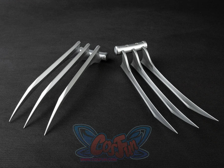 Wolf Claw Silver Blade cosplay prop sets a side profile view beside a top-down handle detail view.