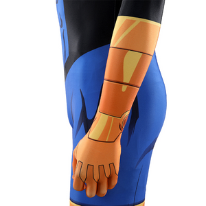 The left sleeve feature three-dimensional printed patterns resembling metallic armor.