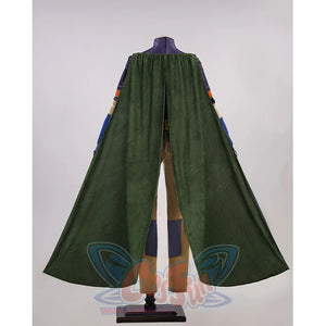 JOJO Bizarre Adventure Gyro Zeppeli Cosplay Costume, dark green slit long cloak, back view.