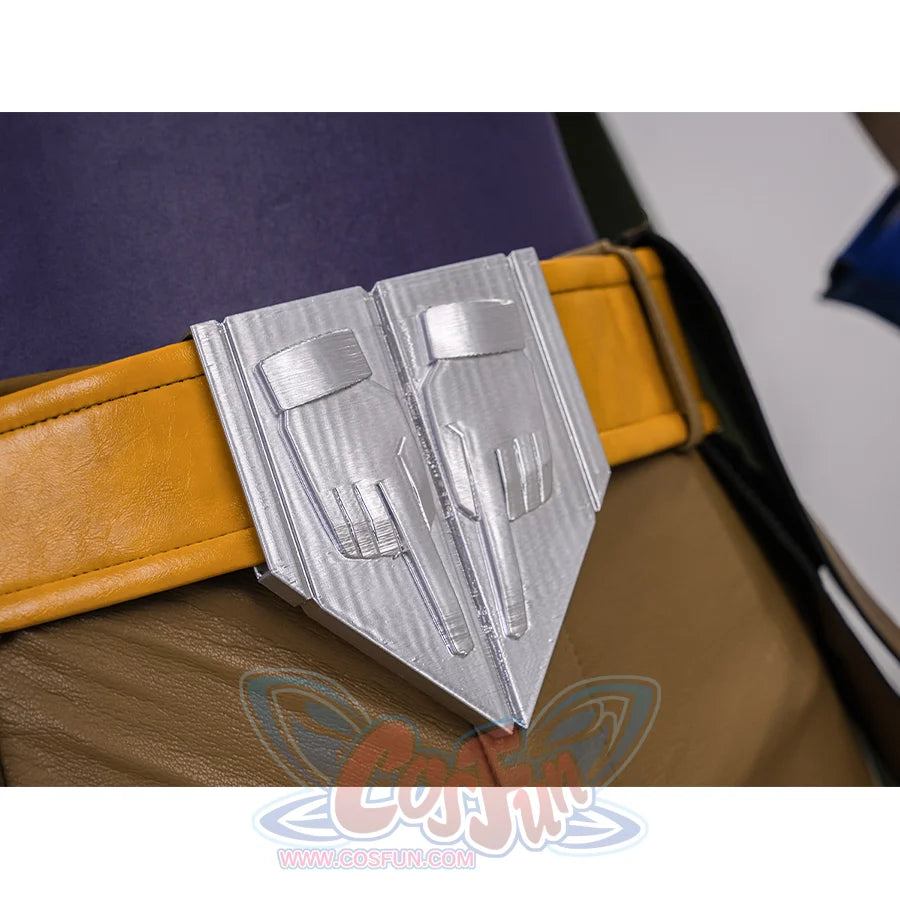 JOJO Bizarre Adventure Gyro Zeppeli Cosplay Costume, sliver buckel with thumb symbol.