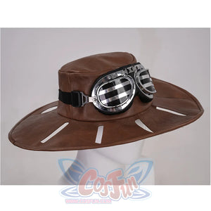 JOJO Bizarre Adventure Gyro Zeppeli Cosplay Costume, the brim has long, openwork strips.