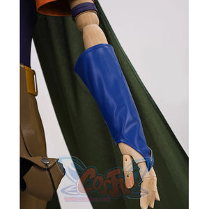 JOJO Bizarre Adventure Gyro Zeppeli Cosplay Costume, deep blue PU leather wristband.