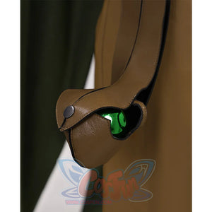 JOJO Bizarre Adventure Gyro Zeppeli Cosplay Costume, twin anti-gravity side straps with a green orb decoration inside.