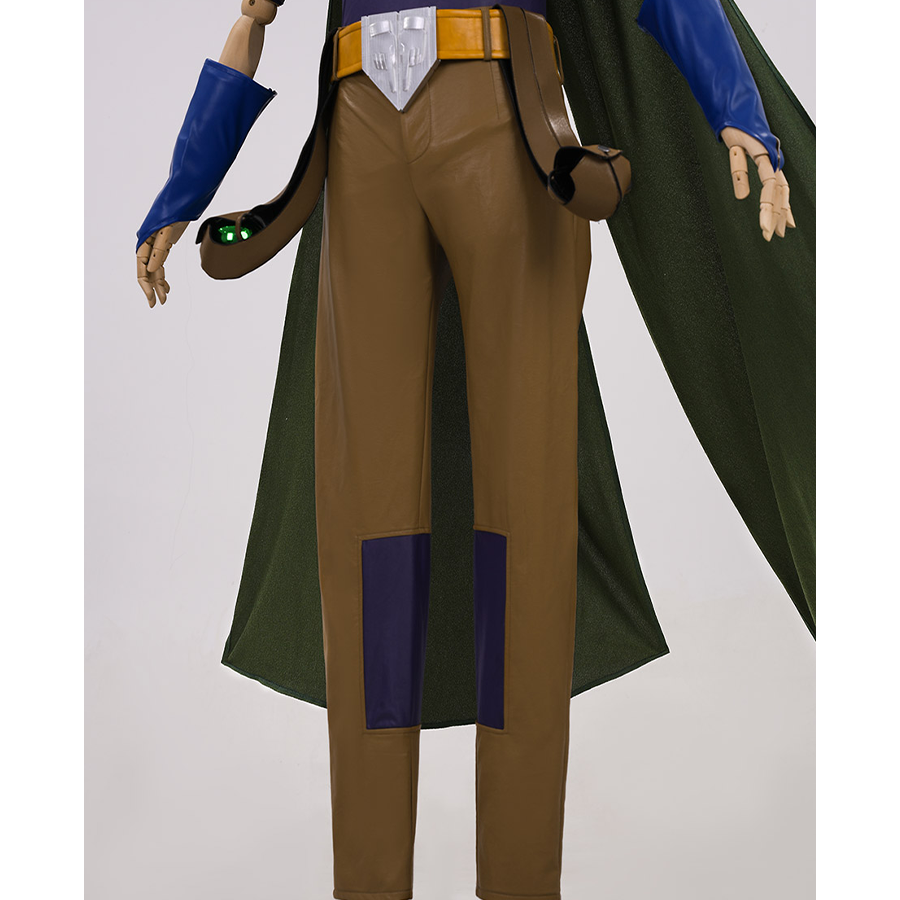 JOJO Bizarre Adventure Gyro Zeppeli Cosplay Costume, brown pants with a dark blue patch inside of the knee. 