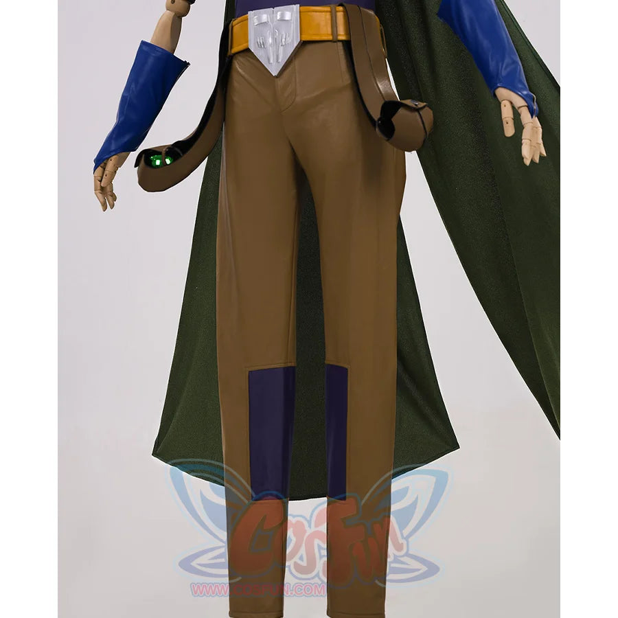 JOJO Bizarre Adventure Gyro Zeppeli Cosplay Costume, brown pants with a dark blue patch inside of the knee. 