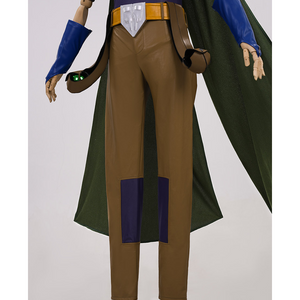 JOJO Bizarre Adventure Gyro Zeppeli Cosplay Costume, brown pants with a dark blue patch inside of the knee. 