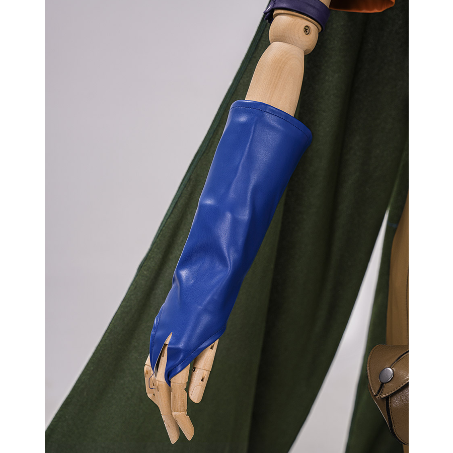 JOJO Bizarre Adventure Gyro Zeppeli Cosplay Costume, deep blue PU leather wristband.