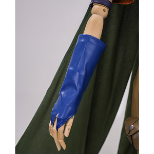 JOJO Bizarre Adventure Gyro Zeppeli Cosplay Costume, deep blue PU leather wristband.