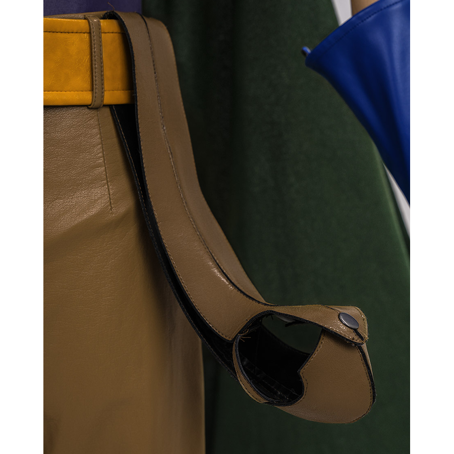 JOJO Bizarre Adventure Gyro Zeppeli Cosplay Costume, each strap has a green orb embedded at the end.