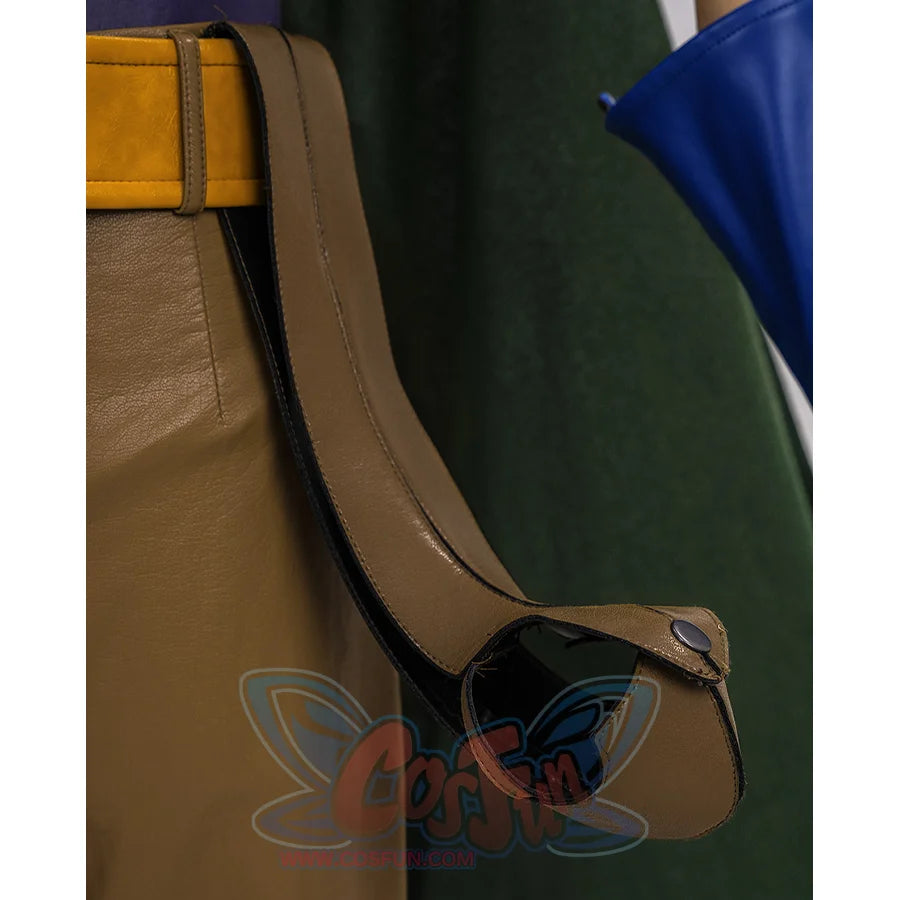 JOJO Bizarre Adventure Gyro Zeppeli Cosplay Costume, each strap has a green orb embedded at the end.