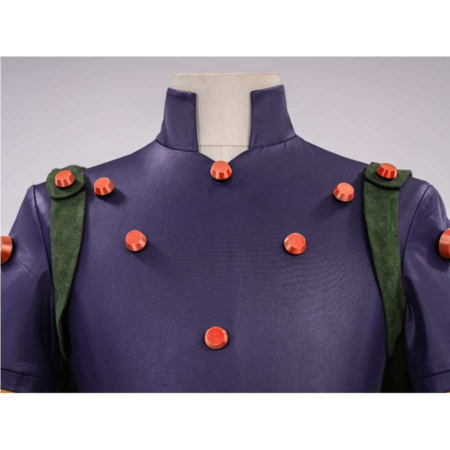JOJO Bizarre Adventure Gyro Zeppeli Cosplay Costume, purple top with many orange decorations.