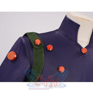 JOJO Bizarre Adventure Gyro Zeppeli Cosplay Costume, both sides of the cloak straps have an orange button.
