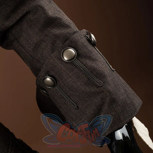 Jack Sparrow Cosplay Costume's sleeves with folded cuffs, and has some matte copper buckles around the cuffs.