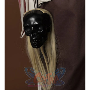 Jack Sparrow Cosplay Costume waist accessories has a black skull pendant with golden hair.