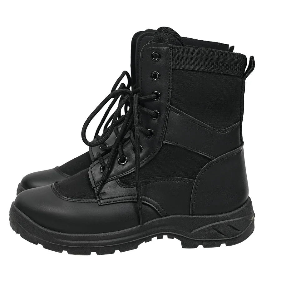 This is the front view of the James Barnes cosplay shoes, showing the black color and lace-up design.