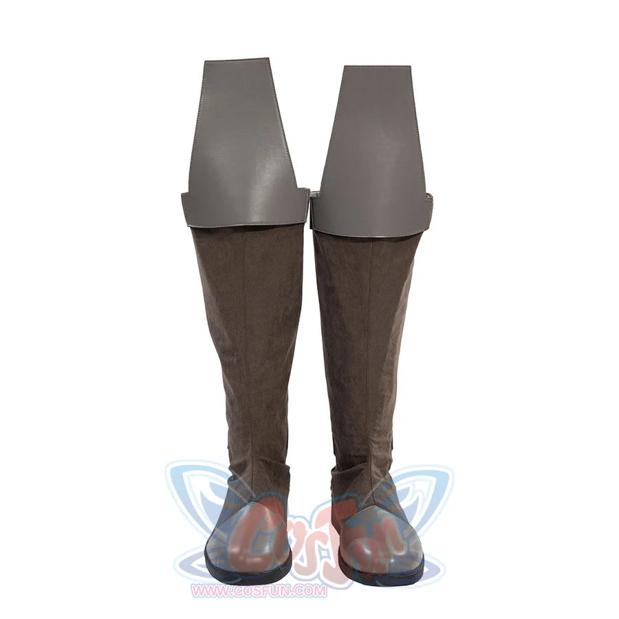 Jedi Temple Guard cosplay boots in gray, rear view showing the top cuff and back detail