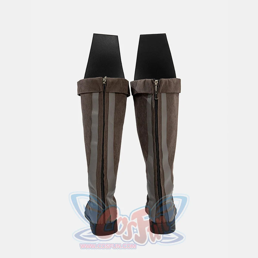 Jedi Temple Guard cosplay boots showing the back zipper closure and rear design