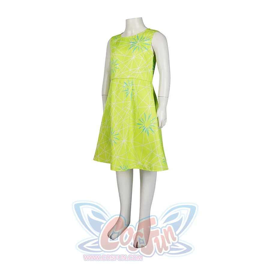Presents the Joy cosplay dress from an angled front view on a mannequin, emphasizing the dress’s fit and pattern details.