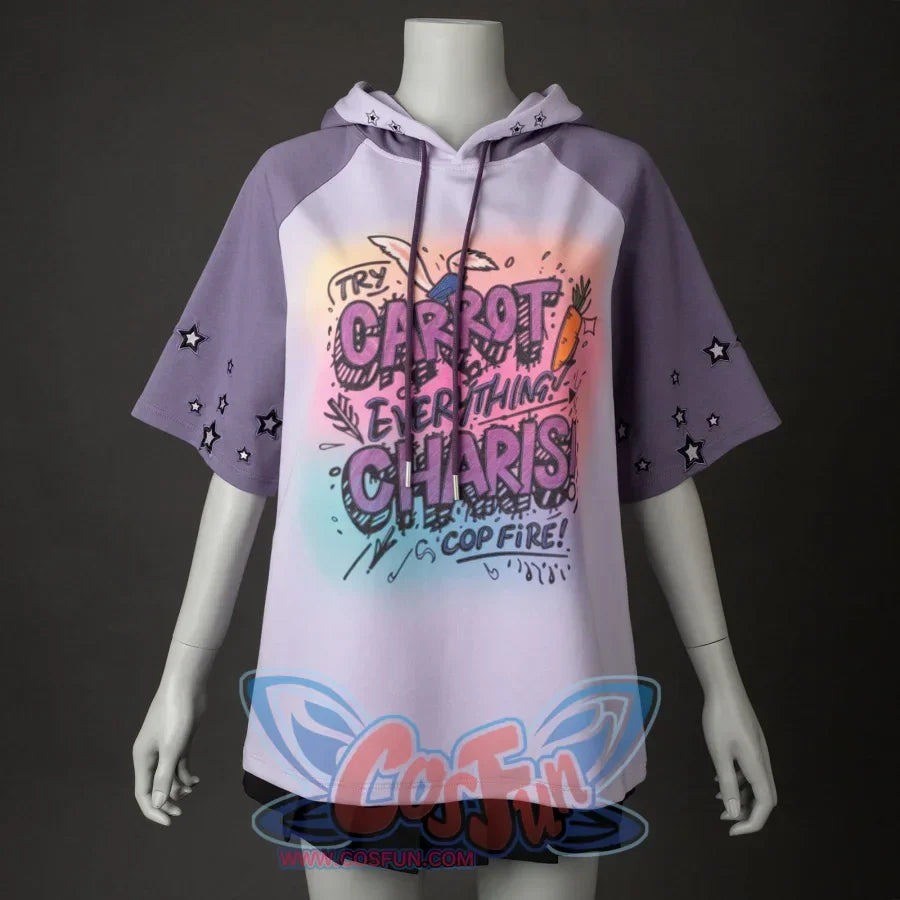 Apurple hoodie with colorful text design
