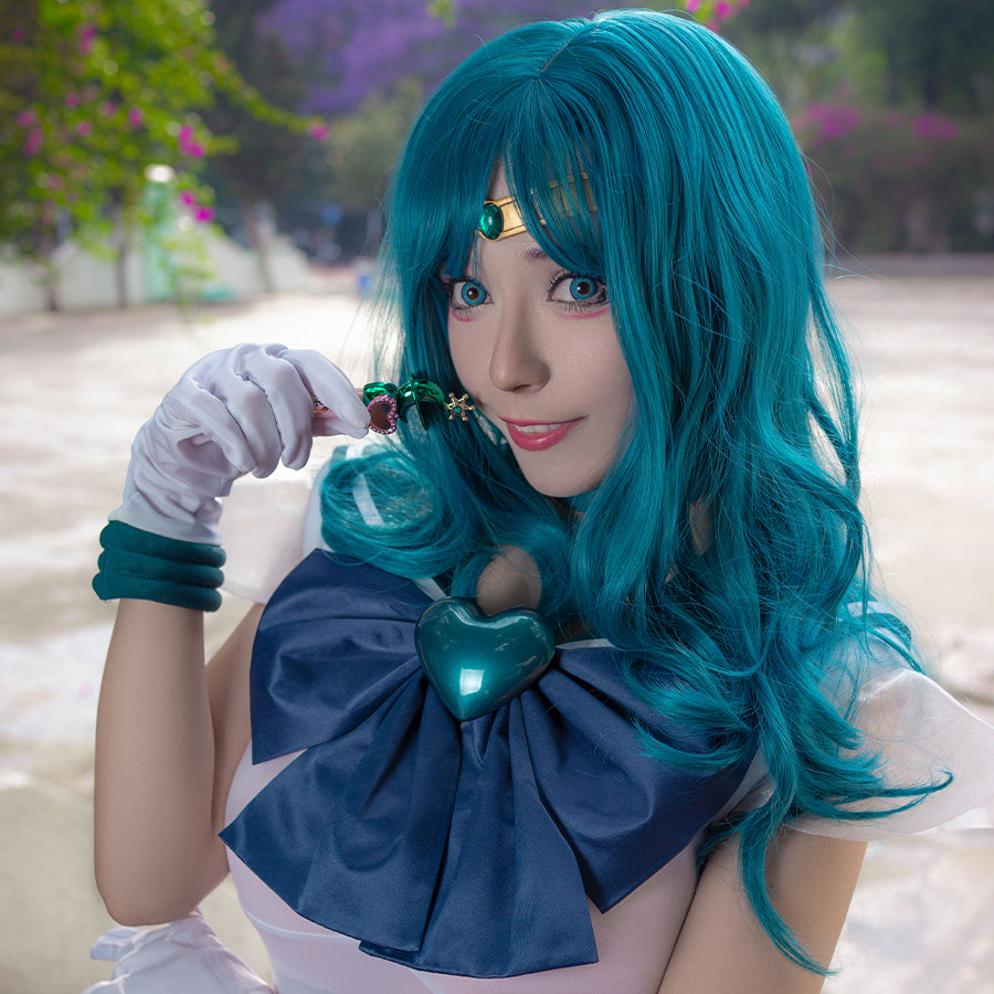 Sailor Soldiers Sailor Neptune Kaiou Michiru Cosplay Wig Wavy Teal Hair CLT3937